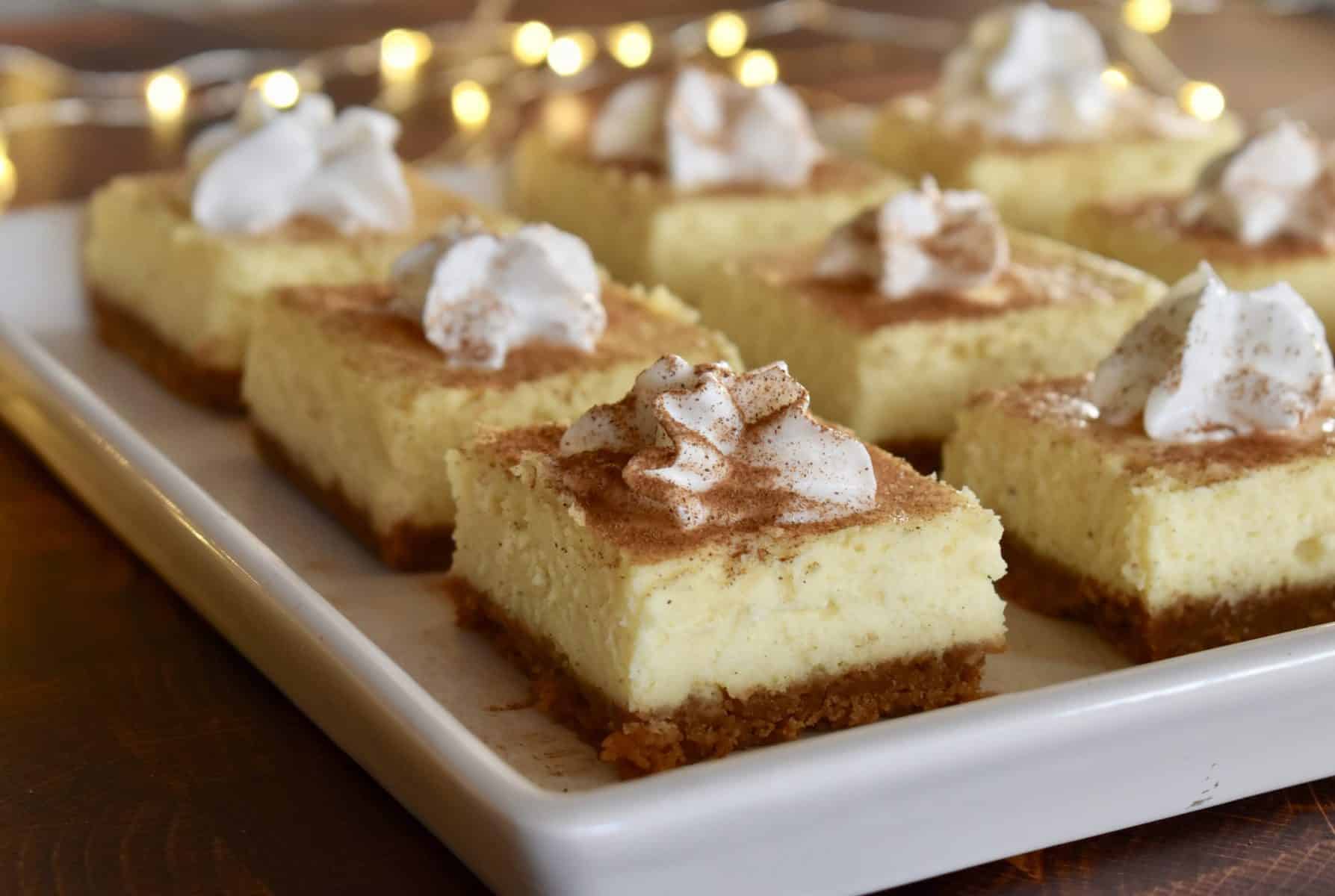 Eggnog Cheesecake Bars Graham Cracker Crust This Delicious House