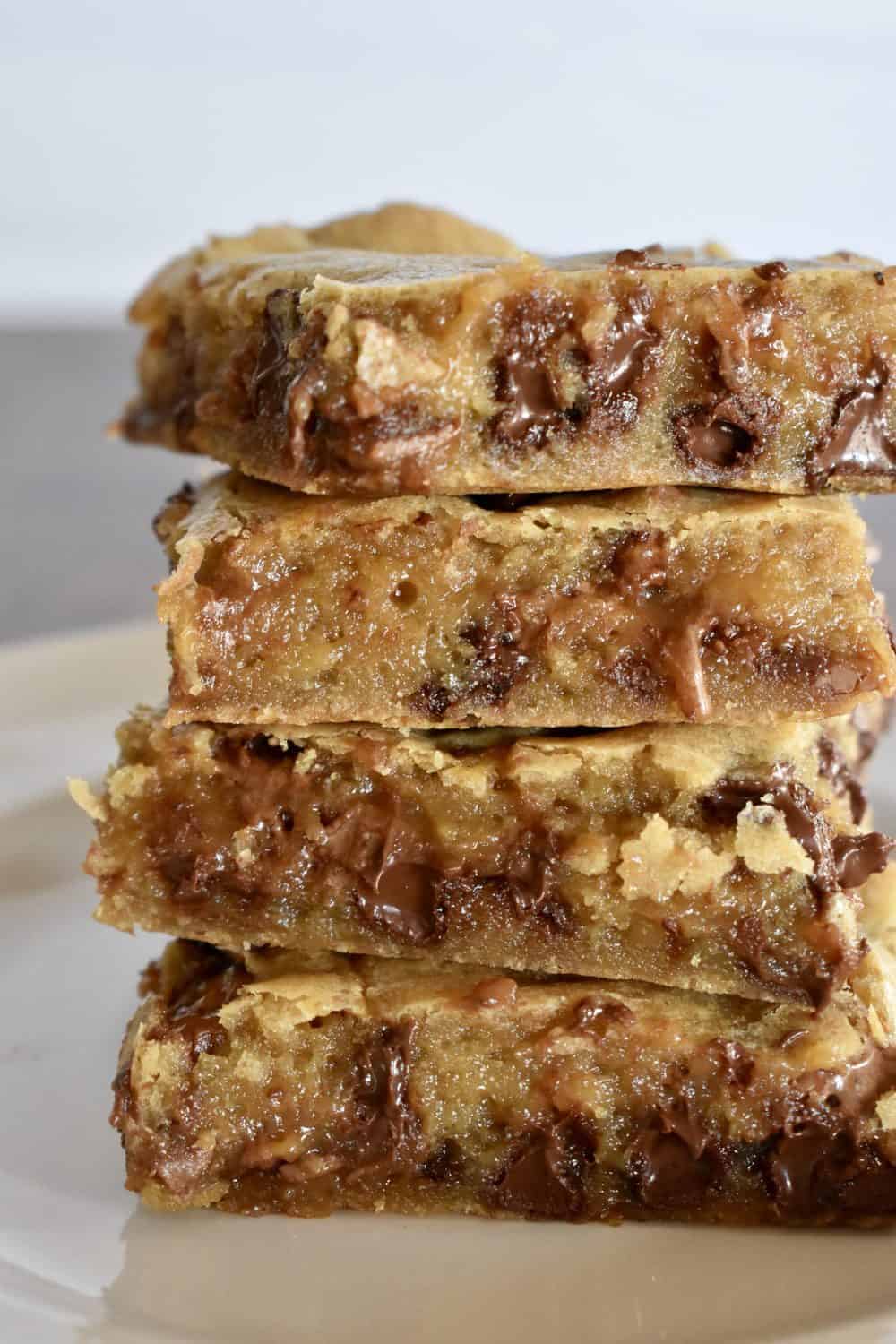 Milky Way Blondies stacked on top of each other. 