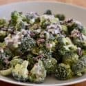 Broccoli Cranberry Salad in a white bowl.