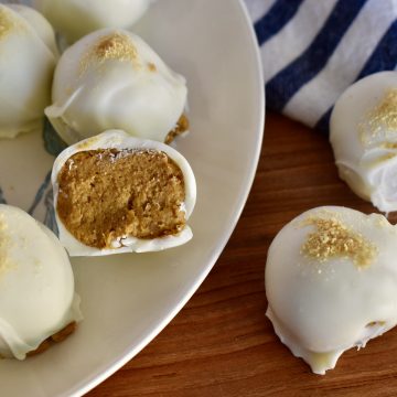 Pumpkin Spice Truffles on a plate.