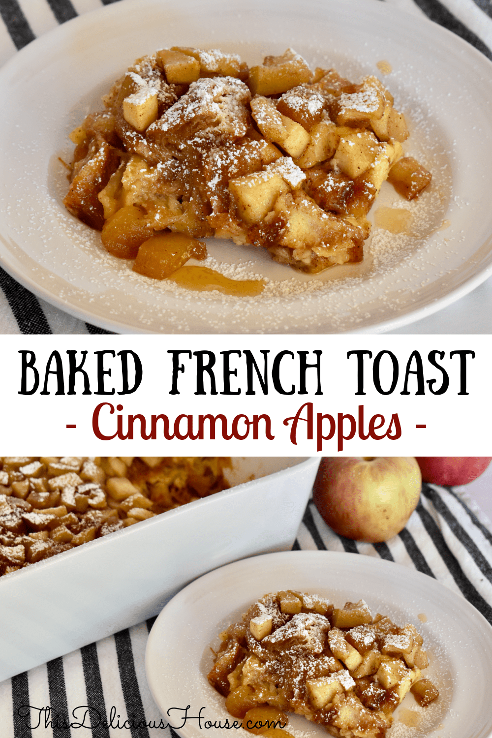 Croissant Baked French Toast with Cinnamon Apples. 