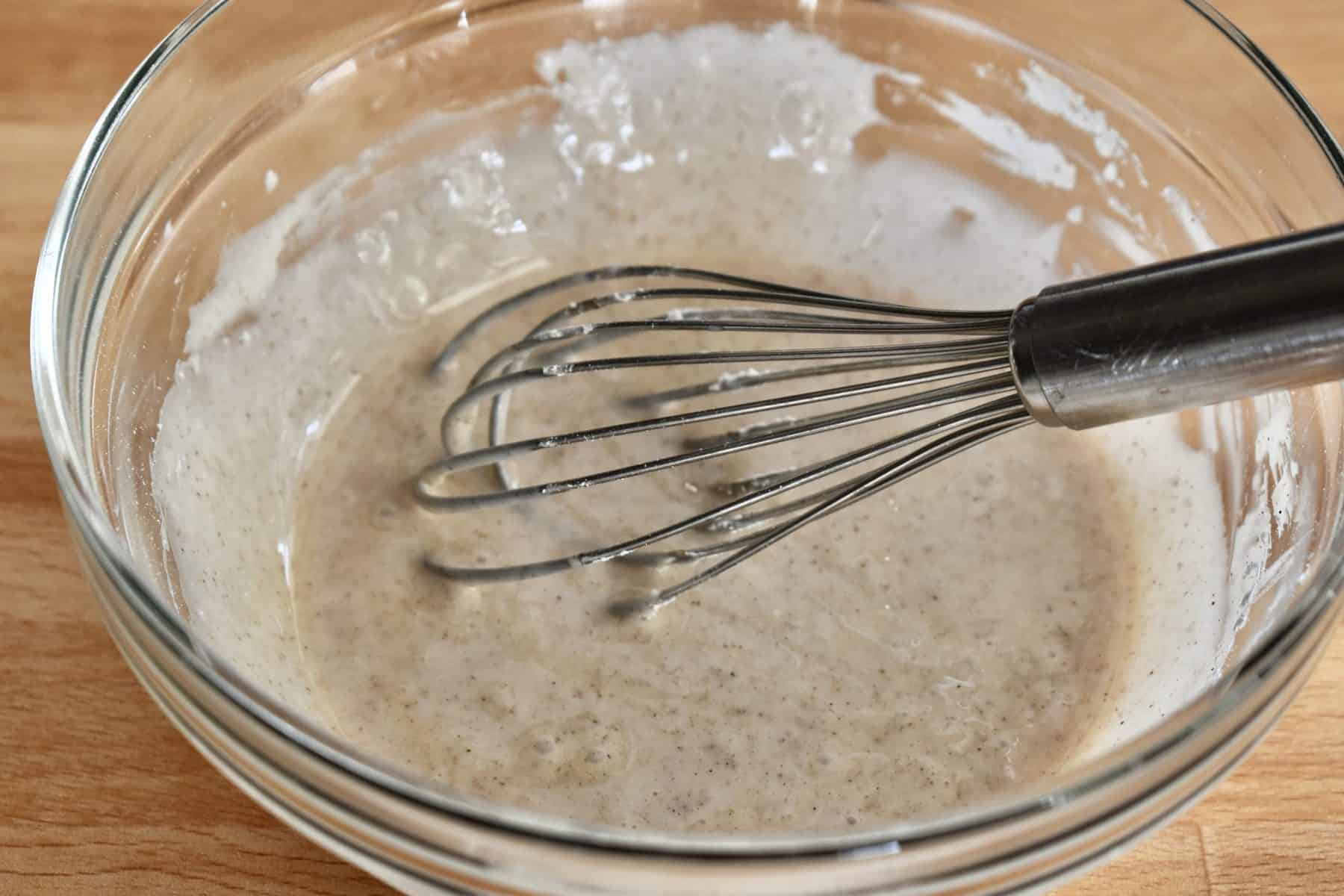 glaze in a glass bowl with a whisk. 