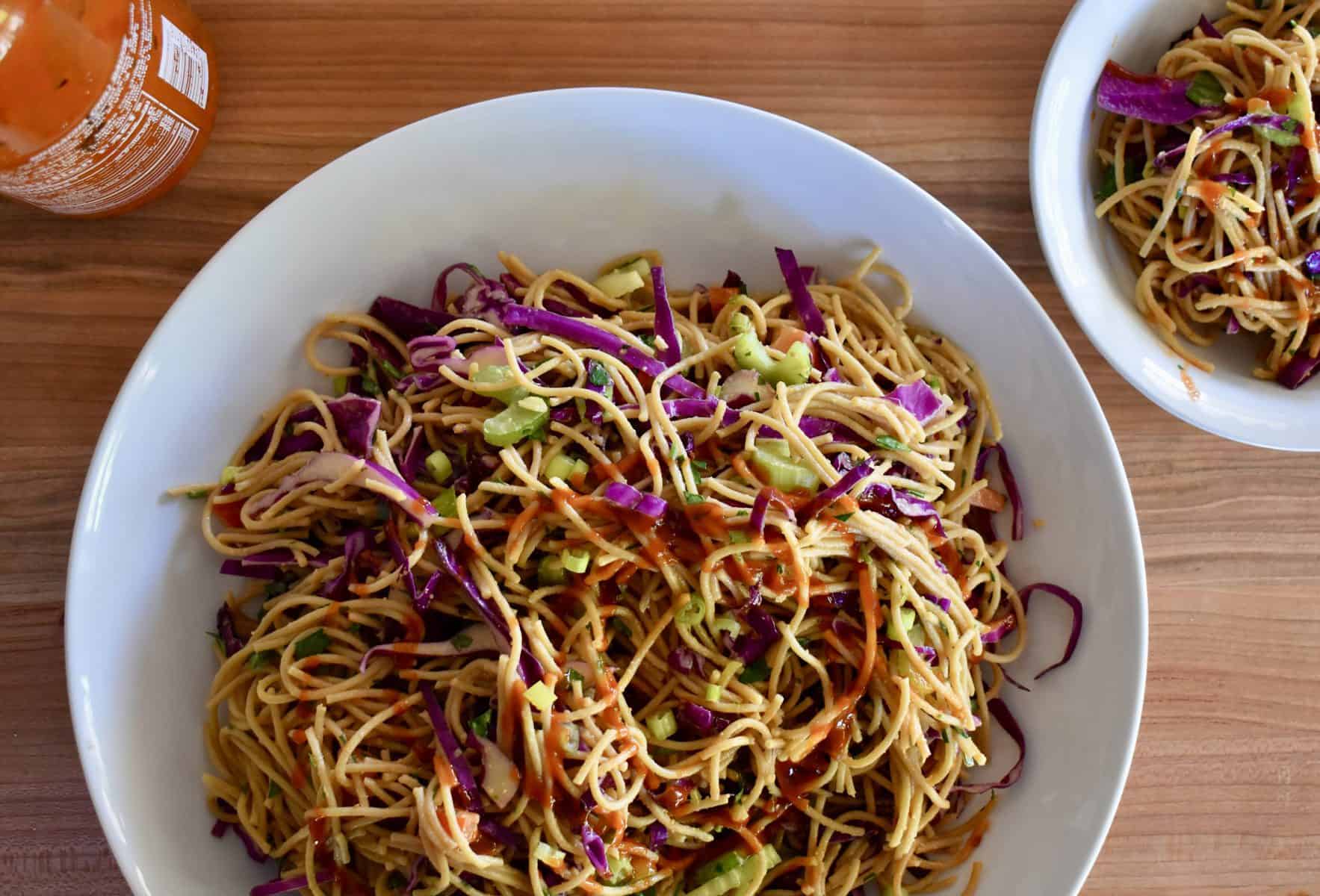 Overhead photo of Asian Noodle Salad. 