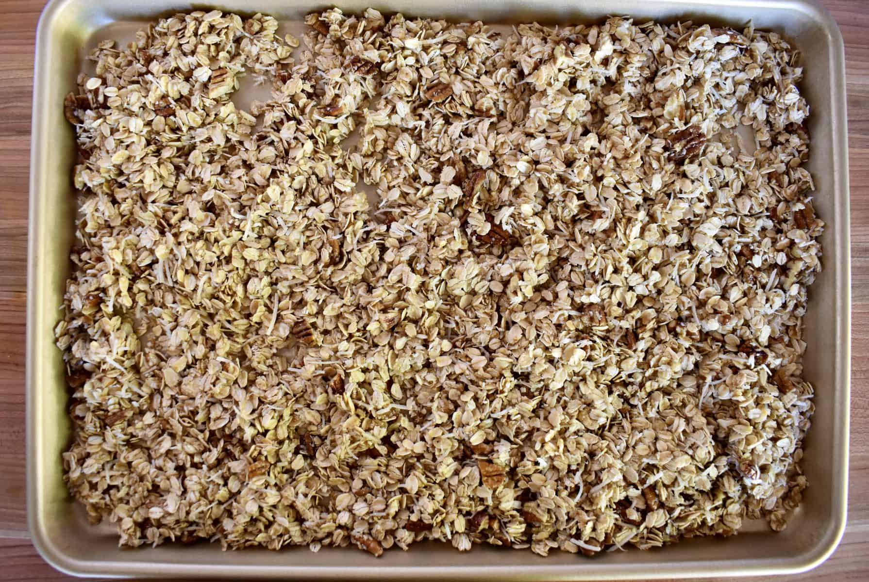 mixture spread evenly on a baking sheet. 