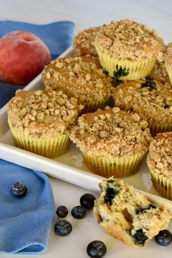 Blueberry Peach Muffins - This Delicious House