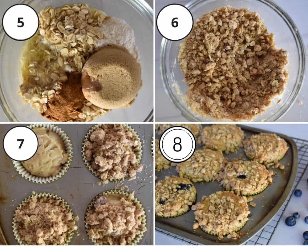 process shots showing how to make streusel topping. 