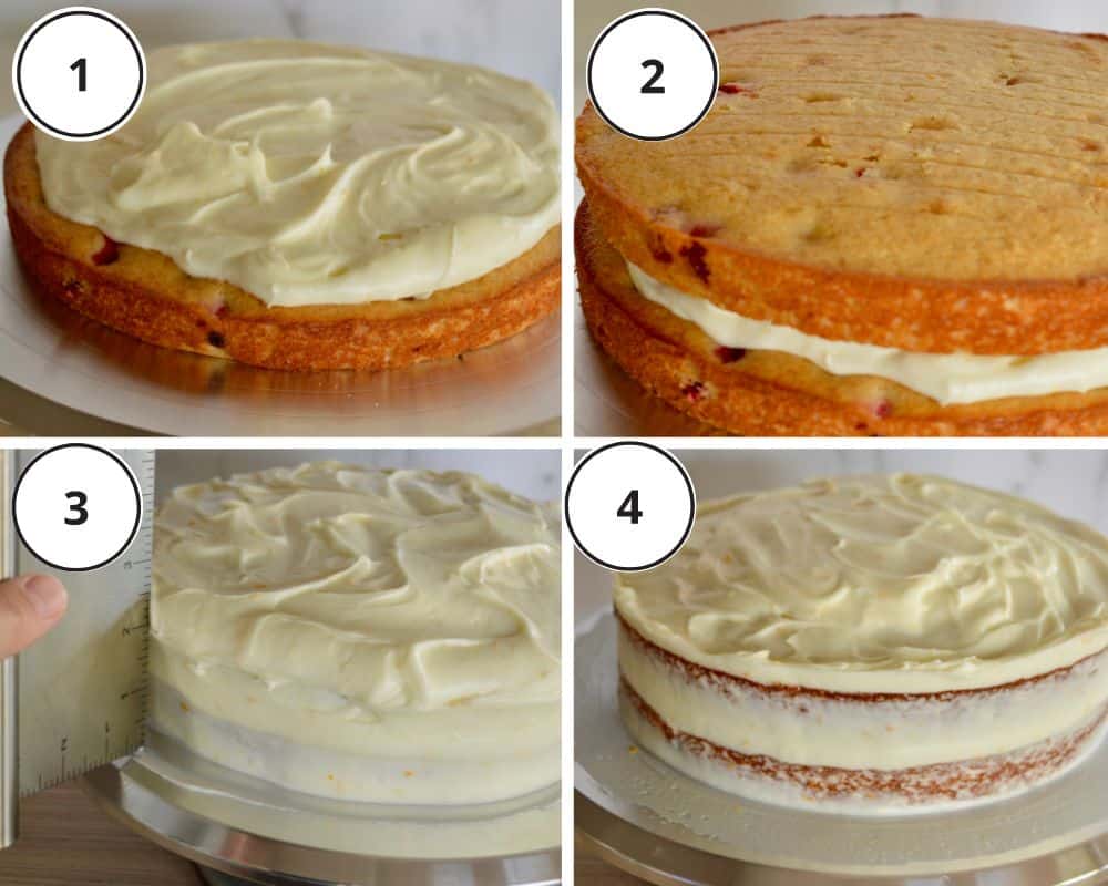 process shots showing how to add the frosting. 