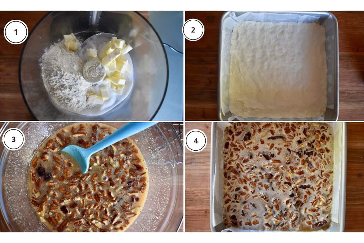 process shots showing how to make recipe including the crust and the filling. 