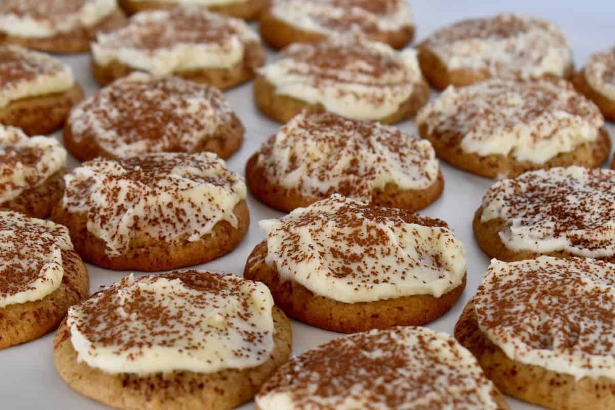 Tiramisu Cookies on a white surface. 