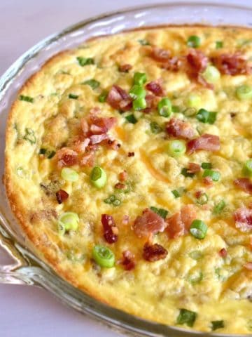 Crustless Quiche with bacon and cheddar.