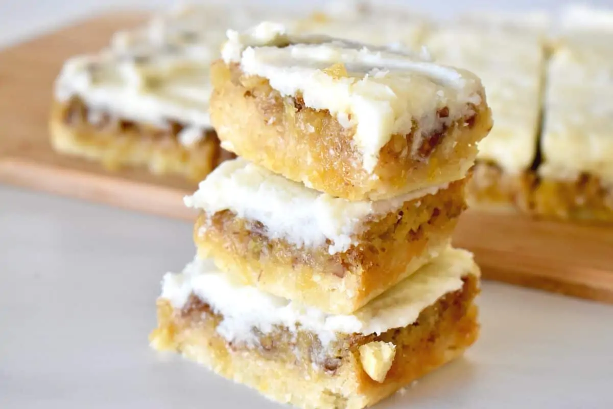 Pineapple Bars stacked on each other. 