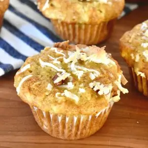 Hummingbird Muffins with crushed pineapple, bananas, coconut, and pecans.