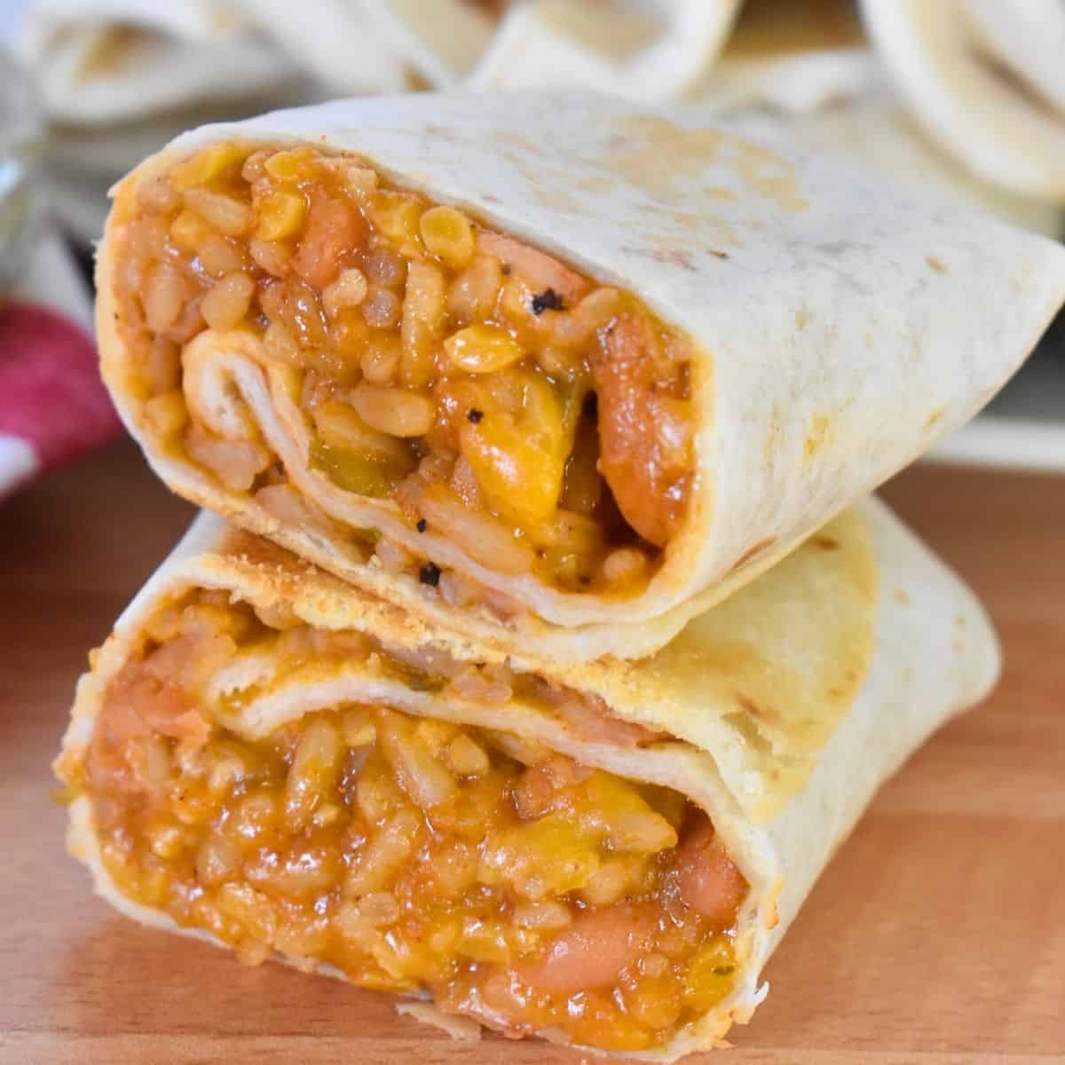 cheesy-bean-and-rice-burrito-this-delicious-house