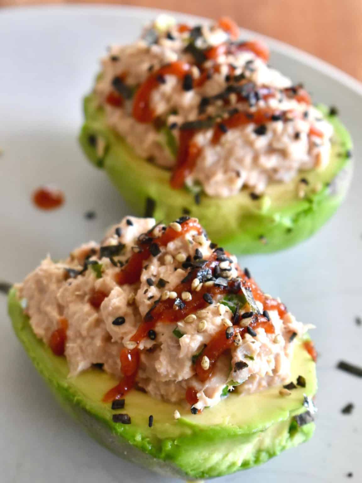 Salmon Stuffed Avocado - This Delicious House