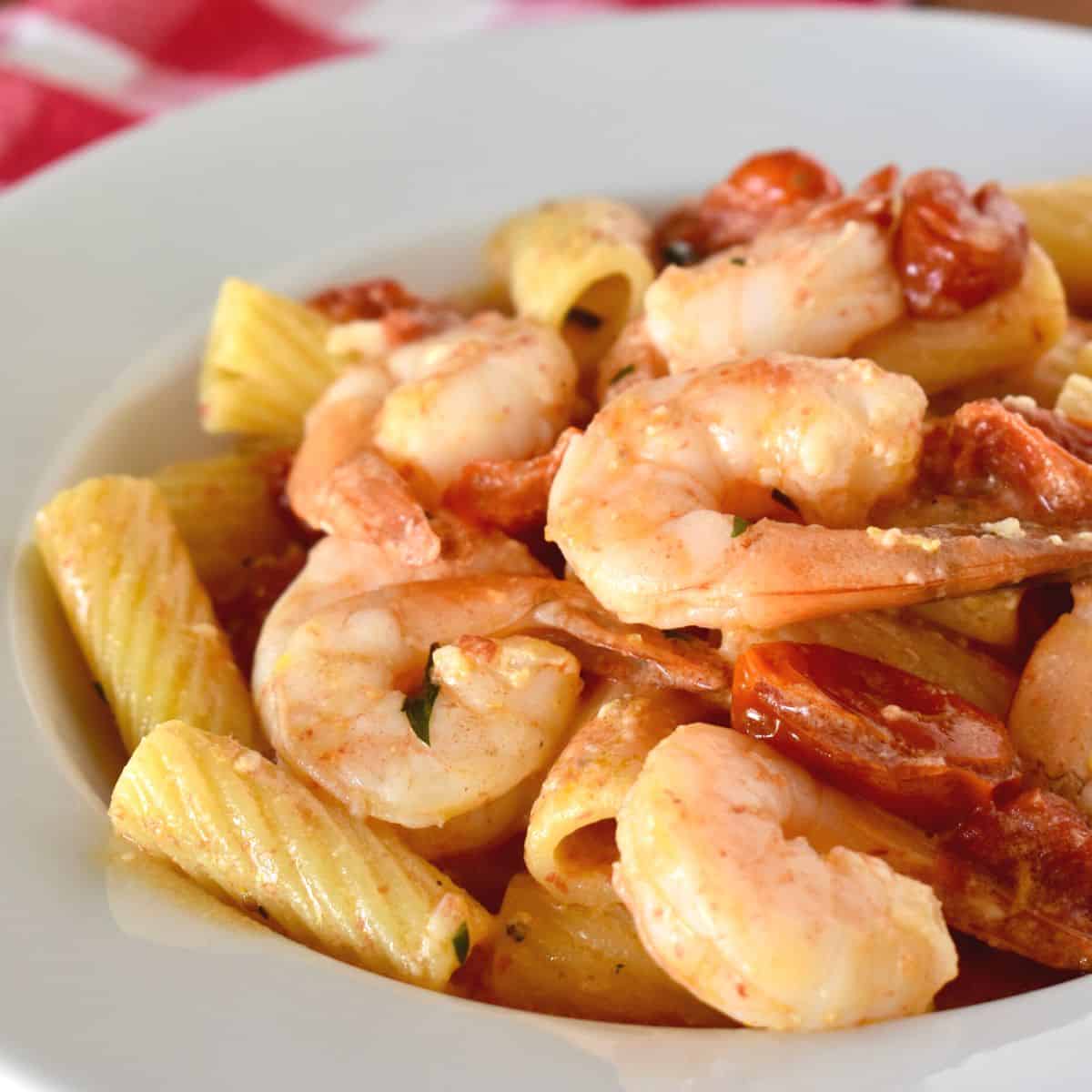 Baked Feta Pasta with Shrimp - This Delicious House