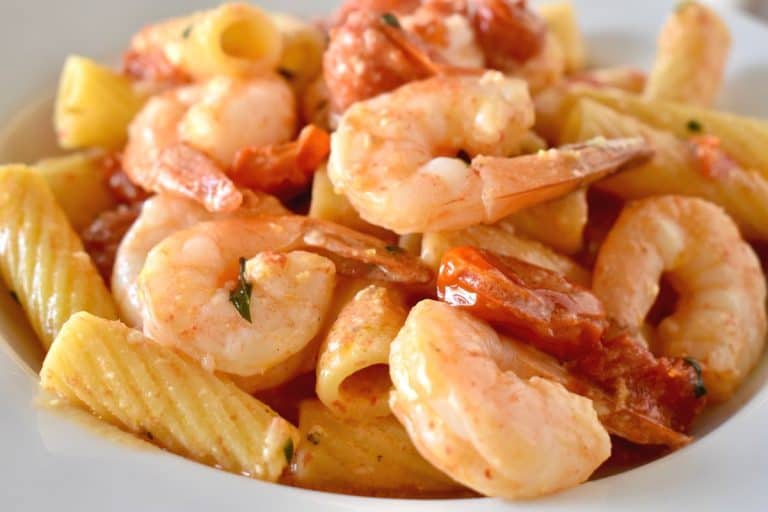 Baked Feta Pasta with Shrimp - This Delicious House