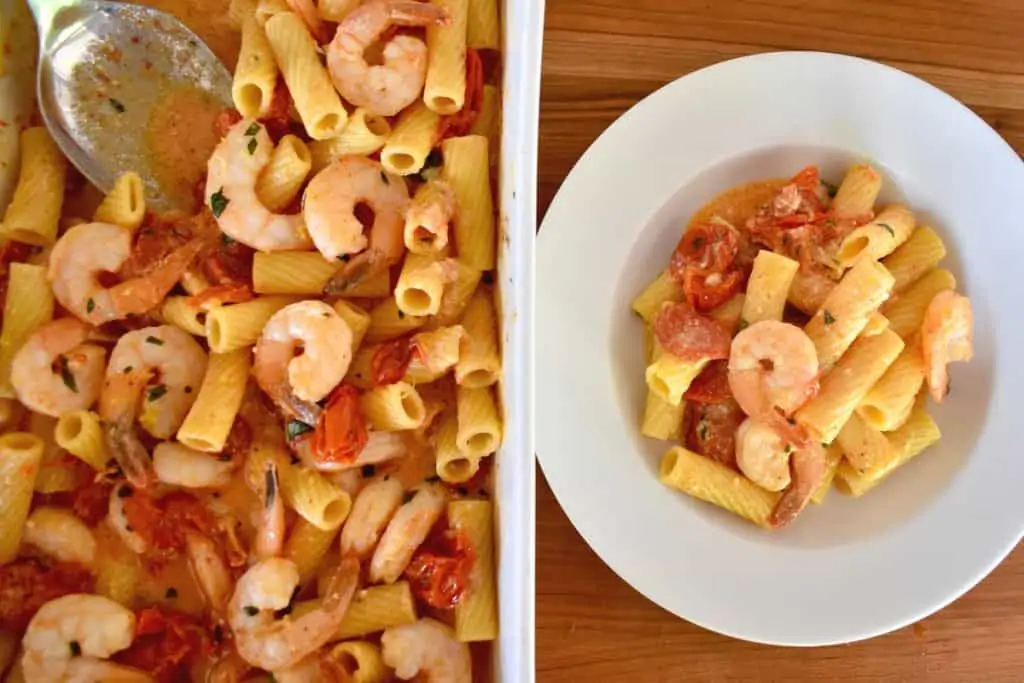 Baked Feta Pasta with Shrimp - This Delicious House