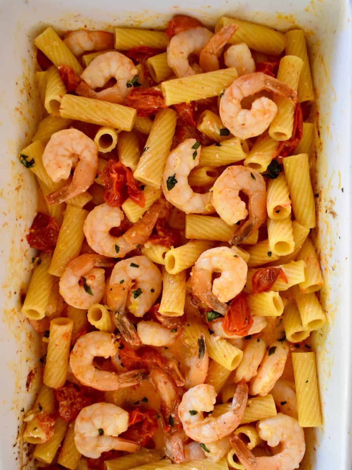 Baked Feta Pasta with Shrimp - This Delicious House