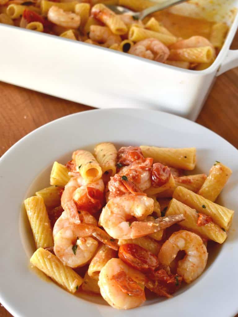 Baked Feta Pasta with Shrimp - This Delicious House