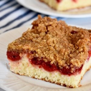 Cherry Coffee Cake on a plate.