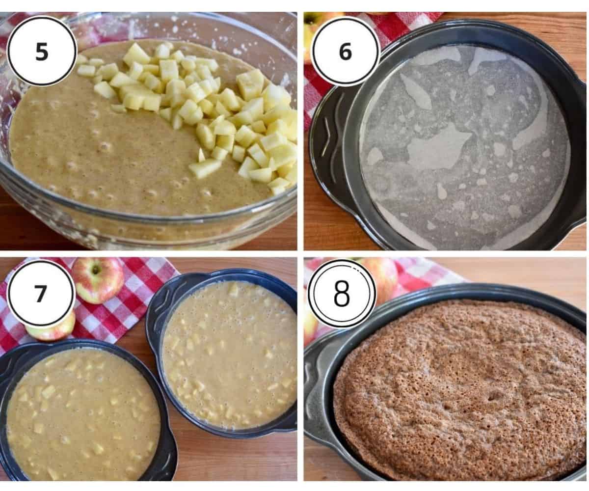 Process shots showing how to bake the dessert. 