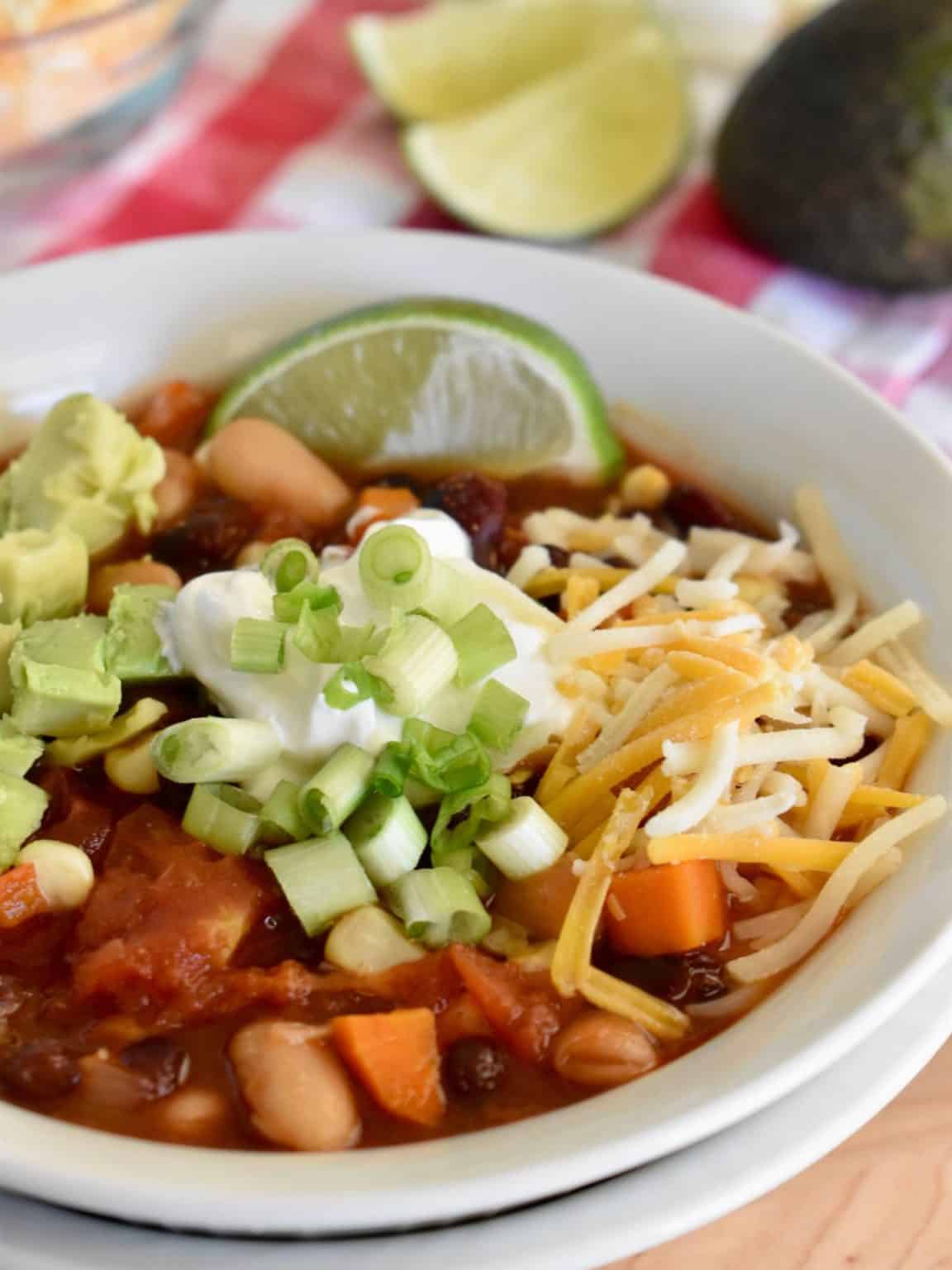 Three Bean Vegetarian Chili Slow Cooker Recipe This Delicious House