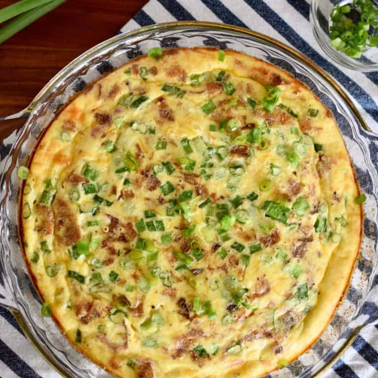 Crustless Ricotta Quiche with Bacon and Cheddar