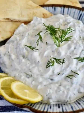 Tzatziki Sauce with Sour Cream and Greek Yogurt.