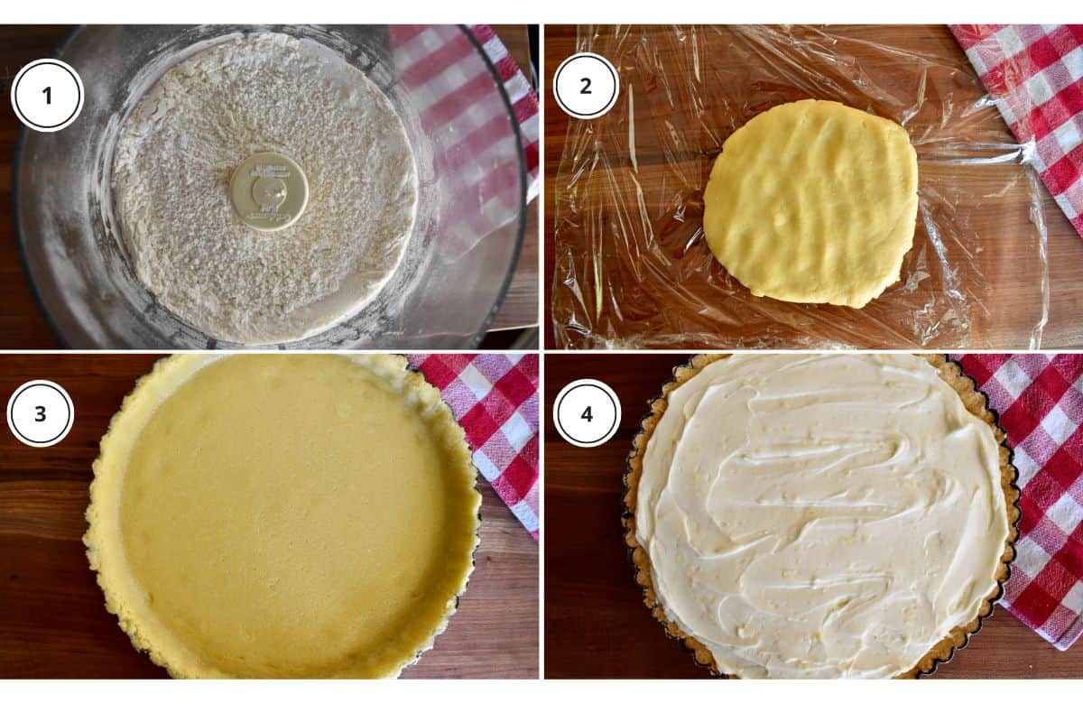 Process shots show how to make recipe including rolling out the pasta frolla dough and making the filling. 