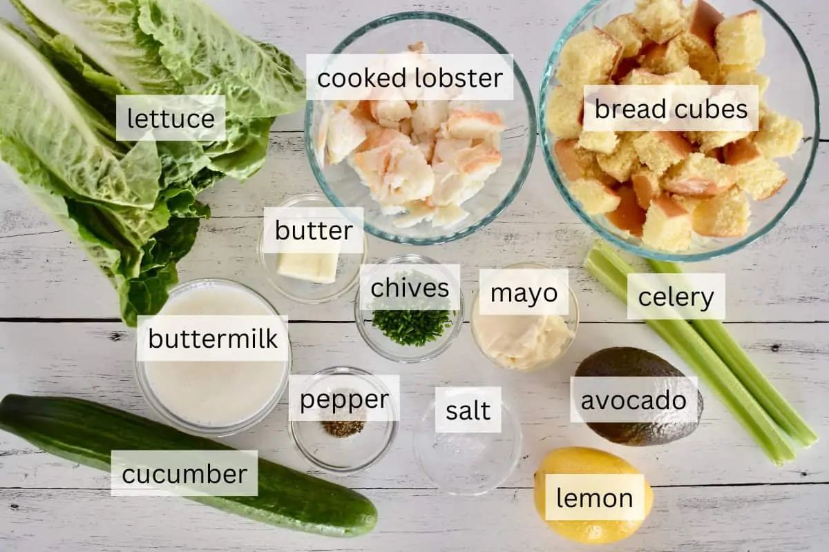 Ingredients for recipe include romaine lettuce, bread, buttermilk, and chives.
