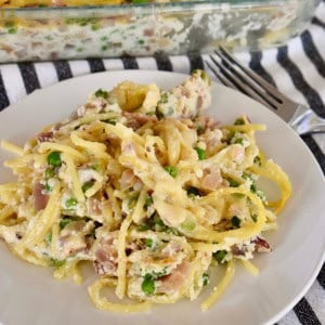 Baked spaghetti with ricotta.