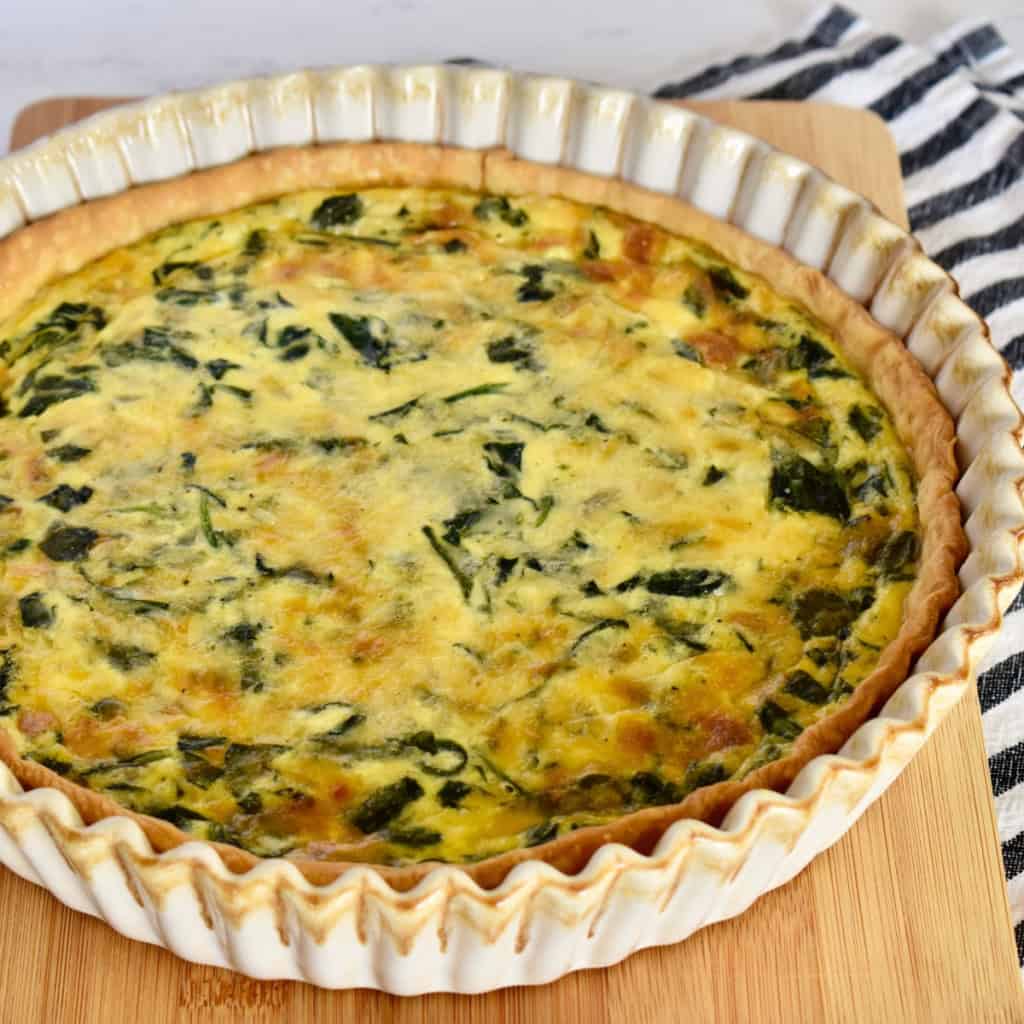 Spinach Gruyere Quiche with store bought pie crust.