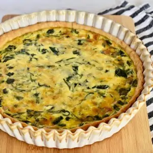 Spinach Gruyere Quiche with store bought pie crust.