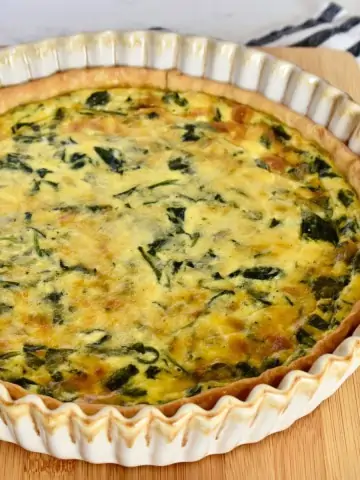 Spinach Gruyere Quiche with store bought pie crust.