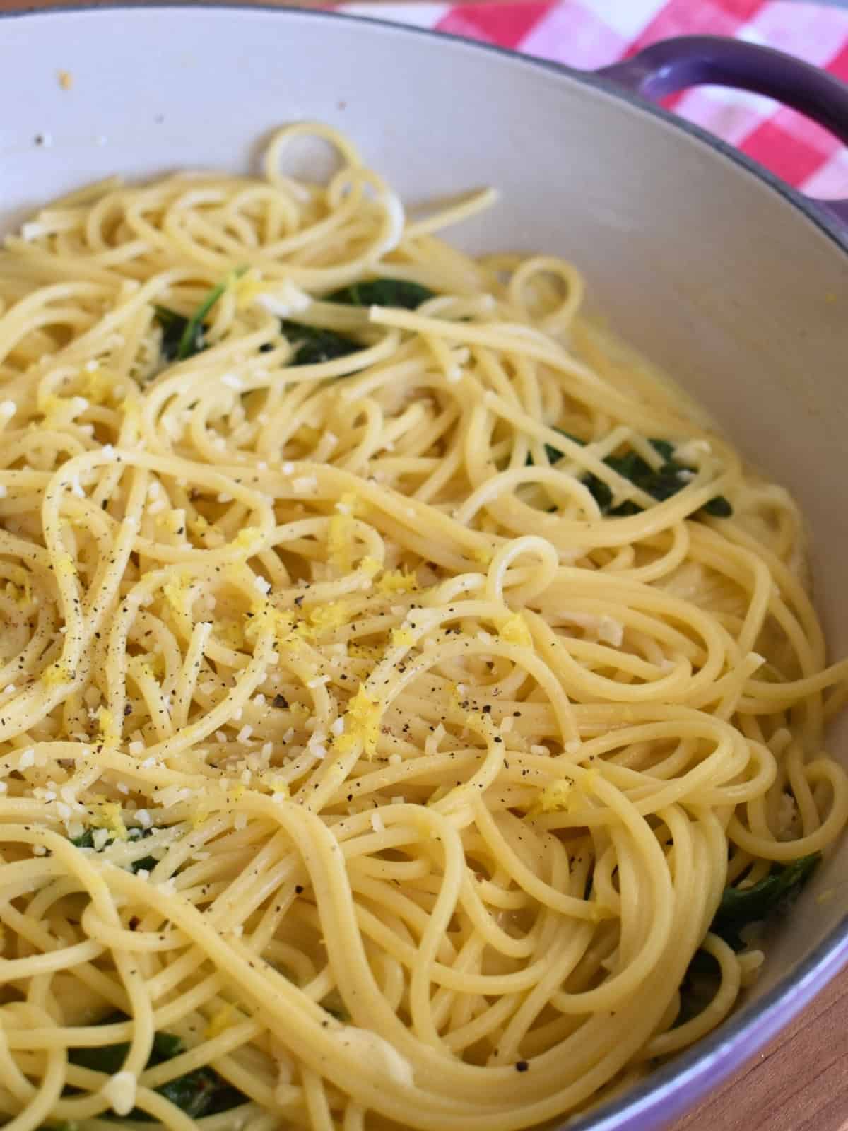 Lemon Mascarpone Pasta in a large skillet. 