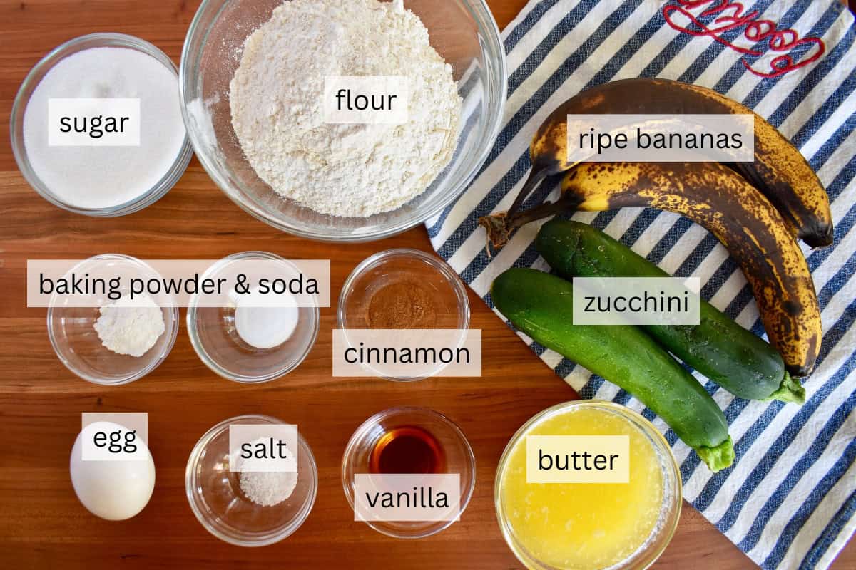Ingredients include melted butter, sugar, flour and cinnamon.